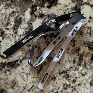 MOSCHINO Logo Ribbon, Double Sided, Black & White, Approx. 37"